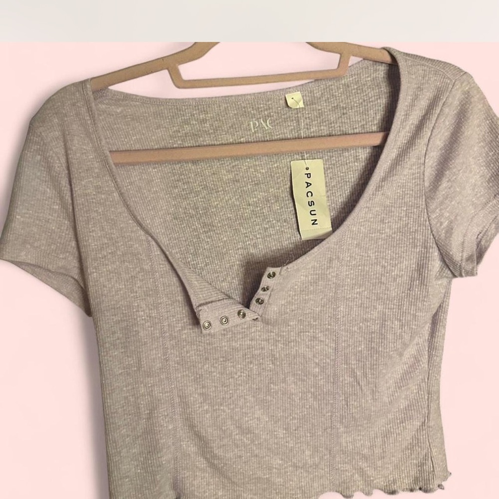 PacSun Ribbed Snap-Front Crop Top in light purple-  NWT